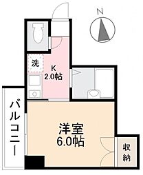 エトワール・レーベン 1Kの間取図画像