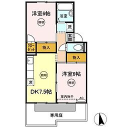 コーポ・シャルン 2DKの間取図画像