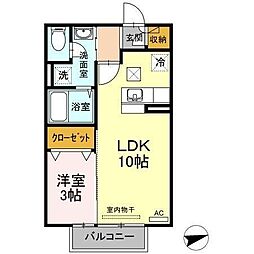 ベルジュ三条 1LDKの間取図画像