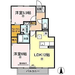 カーサ・コーラルA 2LDKの間取図画像