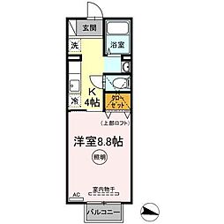 フラッツ柊 1Kの間取図画像