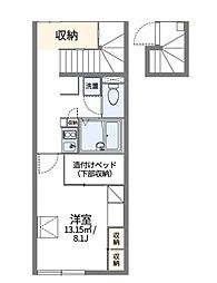 レオパレスサルウェイ三条 1Kの間取図画像