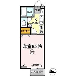 セジュール・栗林南 1Kの間取図画像