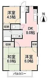レジオン・ドヌールB 3DKの間取図画像