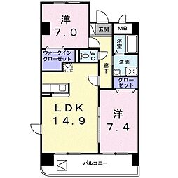 デイドリーム 2LDKの間取図画像