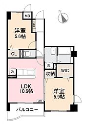 ヘヴンフィールド 2LDKの間取図画像