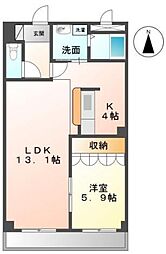 ロイヤルコーポ中川 1LDKの間取図画像