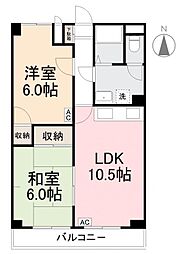 グローバル高松 2LDKの間取図画像
