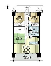 サーパスシティ屋島 3LDKの間取図画像