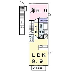 メゾン・ルポ2 1LDKの間取図画像