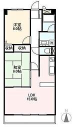 スカイコート桜町 2LDKの間取図画像
