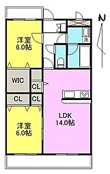 HILLSIDE1 2LDKの間取図画像