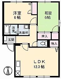エクセルメゾンC棟 2LDKの間取図画像