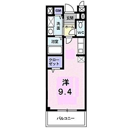 フローラB ワンルームの間取図画像