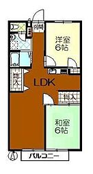 フォブール松縄 2階2LDKの間取り