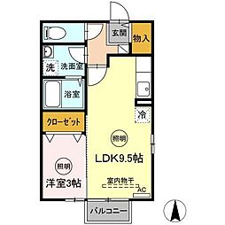 フローラルガーデン伏石 1LDKの間取図画像