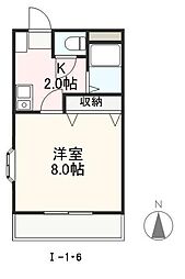 クレイドル安田 1Kの間取図画像