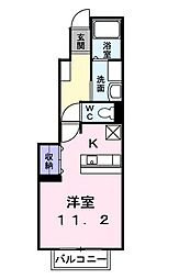 バレーフィールド2 ワンルームの間取図画像