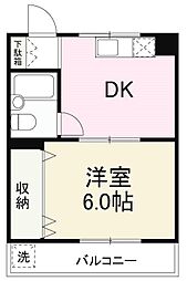 サンライズ石井 1DKの間取図画像