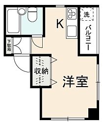 ササハラビル 1Kの間取図画像