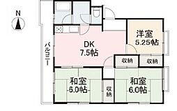 藤田ハイツ 3DKの間取図画像