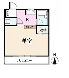 レーベルハイツ 1Kの間取図画像
