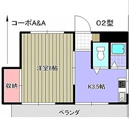 コーポA&A 1Kの間取図画像