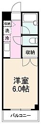 カレッジ三共パート1 1Kの間取図画像