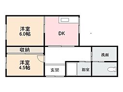 八栗ハイツ 2DKの間取図画像