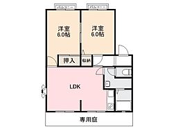 サンビレッジ木太A 2LDKの間取図画像
