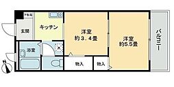 フィネス中屋敷 2Kの間取図画像