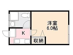 扇町マンション 1Kの間取図画像