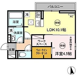 ユニヴェールC 1LDKの間取図画像