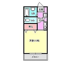 Uハウス 1Kの間取図画像
