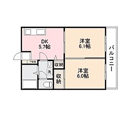 ネスティア太田 2DKの間取図画像