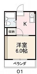 コート新北2 1Kの間取図画像