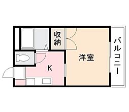 リバ・サス武C 1Kの間取図画像