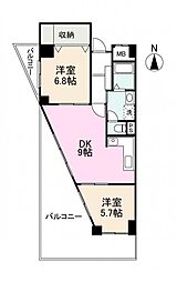 レジデンス松島 2DKの間取図画像
