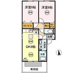 アーバンハイツ28A 2DKの間取図画像