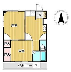 福田コーポ 2DKの間取図画像