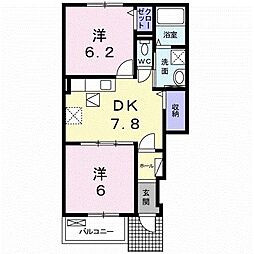 ディス・リヴィエール 2DKの間取図画像