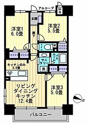 アルファライフ松島公園2 3LDKの間取図画像