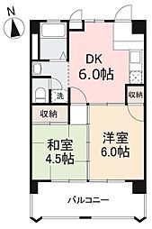 ヴィラ・アンソレイエ三木町 2DKの間取図画像