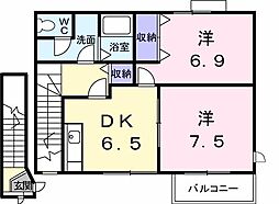 セナングA 2DKの間取図画像