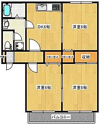 セジュール高崎C 3DKの間取図画像