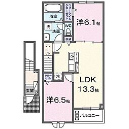 ベルエア国分寺C 2LDKの間取図画像