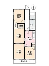コーポ八坂 4DKの間取図画像