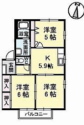 フォーレスイン松岡A 3Kの間取図画像
