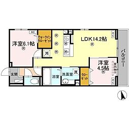 高松市木太町アパート 2LDKの間取図画像