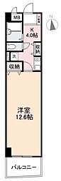 ロゼ花ノ宮 1Kの間取図画像